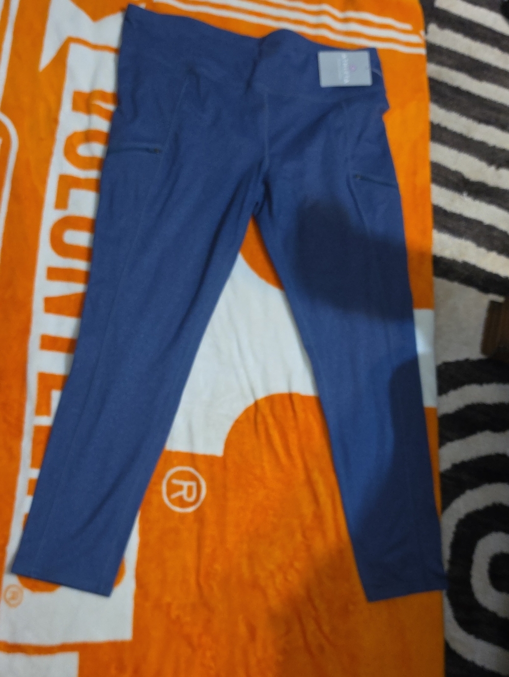 Athleta Navy Leggings with Side Zip Pockets